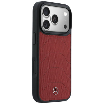 Mercedes Leather Mesh with Bow Line MagSafe Case for iPhone 17 Pro Max - Red