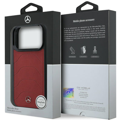 Mercedes Leather Mesh with Bow Line MagSafe Case for iPhone 17 Pro Max - Red