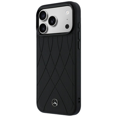 Mercedes Leather with Crossed Lines MagSafe case for iPhone 17 Pro - black