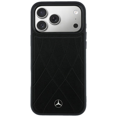 Mercedes Leather with Crossed Lines MagSafe case for iPhone 17 Pro - black