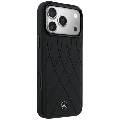 Mercedes Leather with Crossed Lines MagSafe case for iPhone 17 Pro - black