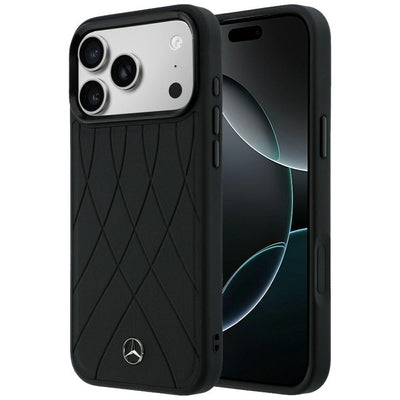 Mercedes Leather with Crossed Lines MagSafe case for iPhone 17 Pro Max - black