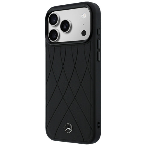 Mercedes Leather with Crossed Lines MagSafe case for iPhone 17 Pro Max - black