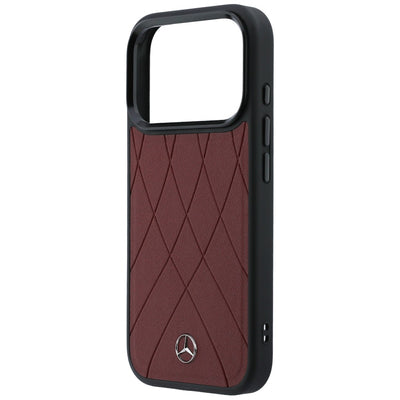 Mercedes Leather with Crossed Lines MagSafe case for iPhone 17 Pro Max - red