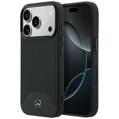 Mercedes Leather Wood Effect and Curve MagSafe case for iPhone 17 Pro - black