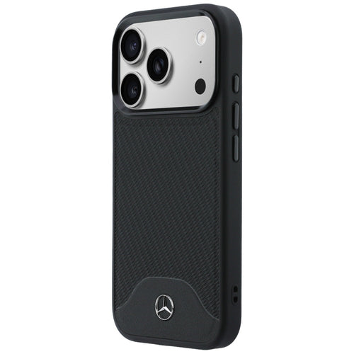 Mercedes Leather Wood Effect and Curve MagSafe case for iPhone 17 Pro - black