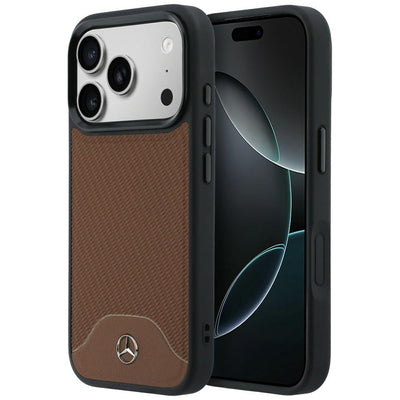 Mercedes Leather Wood Effect and Curve MagSafe case for iPhone 17 Pro Max - brown