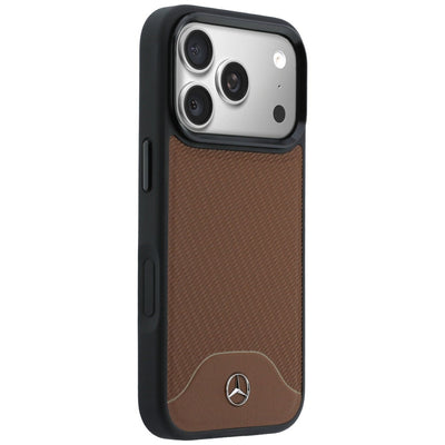 Mercedes Leather Wood Effect and Curve MagSafe case for iPhone 17 Pro Max - brown