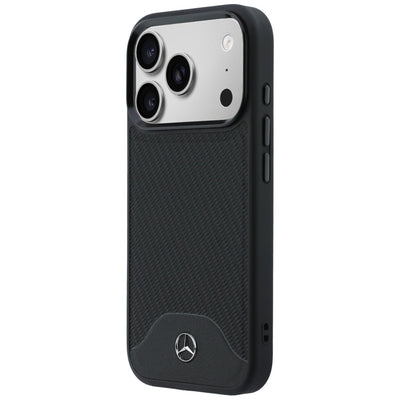 Mercedes Leather Wood Effect and Curve MagSafe case for iPhone 17 Pro Max - black