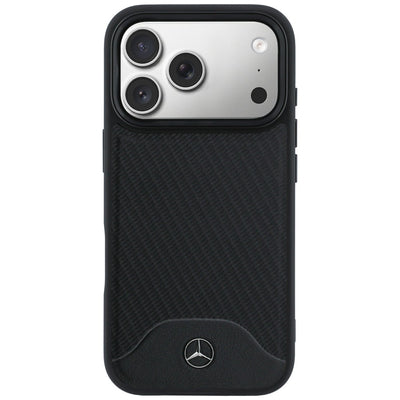 Mercedes Leather Wood Effect and Curve MagSafe case for iPhone 17 Pro Max - black