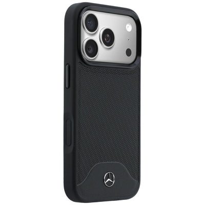 Mercedes Leather Wood Effect and Curve MagSafe case for iPhone 17 Pro Max - black
