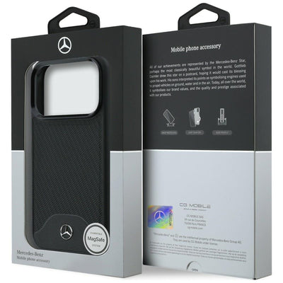 Mercedes Leather Wood Effect and Curve MagSafe case for iPhone 17 Pro Max - black