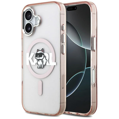 Karl Lagerfeld IML Choupette Sketch Logo MagSafe iPhone 17 Case - Pink