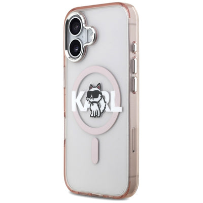 Karl Lagerfeld IML Choupette Sketch Logo MagSafe iPhone 17 Case - Pink