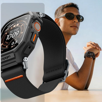 Spigen Lite Fit Pro Strap + Tempered Glass Screen Protector for Apple Watch Ultra 49mm - Black