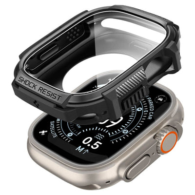 Spigen Rugged Armor Case + 9H Tempered Glass for Apple Watch Ultra 49mm - Matte Black