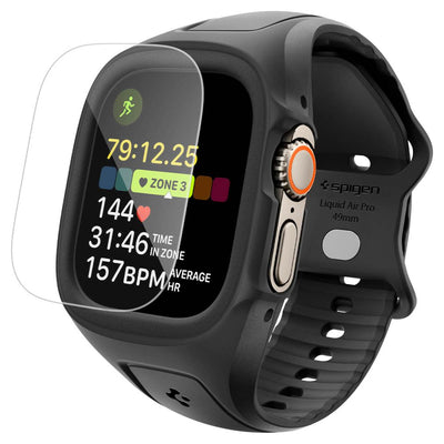 Spigen Liquid Air Pro Case Strap + 9H Tempered Glass for Apple Watch Ultra 49mm - Black