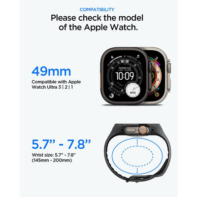 Spigen Liquid Air Pro Case Strap + 9H Tempered Glass for Apple Watch Ultra 49mm - Black