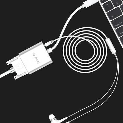 Orico PTAV USB-C - VGA adapter and 3.5 mm Full HD mini jack 0.15 m - silver