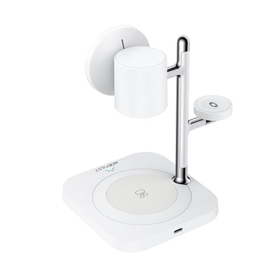 Acefast E39 Qi2.2 25W 4-in-1 Wireless Desk Charger for Phone, Watch, and Headphones with Night Light - White