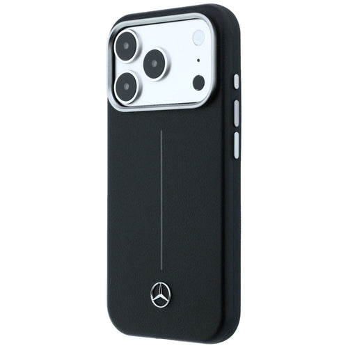 Mercedes Leather Semi Wrap Iconic Line MagSafe Case for iPhone 17 Pro - Black