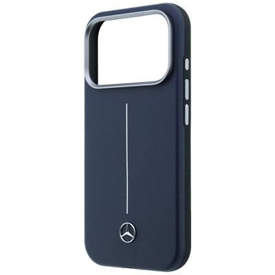 Mercedes Leather Semi Wrap Iconic Line MagSafe Case for iPhone 17 Pro - Navy Blue