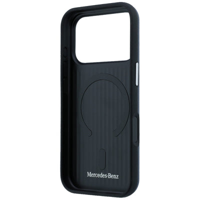 Mercedes Leather Semi Wrap Iconic Line MagSafe Case for iPhone 17 Pro - Navy Blue