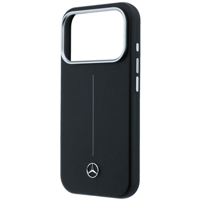 Mercedes Leather Semi Wrap Iconic Line MagSafe Case for iPhone 17 Pro Max - Black