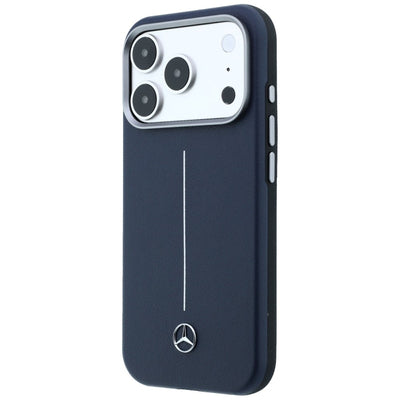 Mercedes Leather Semi Wrap Iconic Line MagSafe Case for iPhone 17 Pro Max - Navy Blue