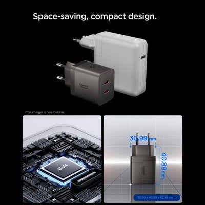 Spigen Essential EE472EU-GAN 2-Port 47W Wall Charger - Dark Gray