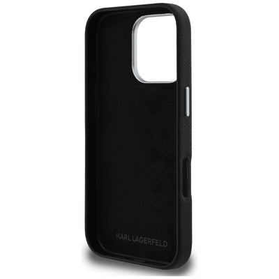 Karl Lagerfeld FW Grained Signature Logo Case for iPhone 16 Pro Max - Black