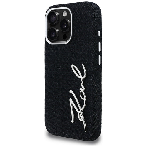 Karl Lagerfeld FW Jeans Signature Logo iPhone 16 Pro Case - Black