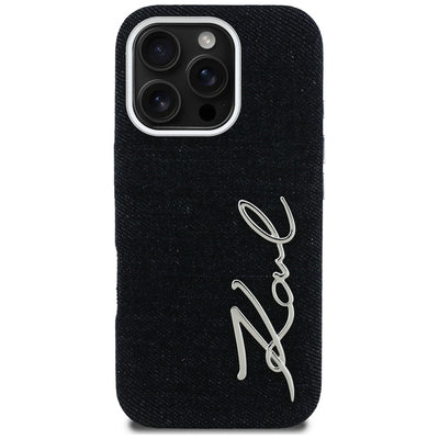 Karl Lagerfeld FW Jeans Signature Logo iPhone 16 Pro Case - Black