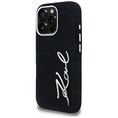 Karl Lagerfeld FW Jeans Signature Logo iPhone 16 Pro Max Case - Black