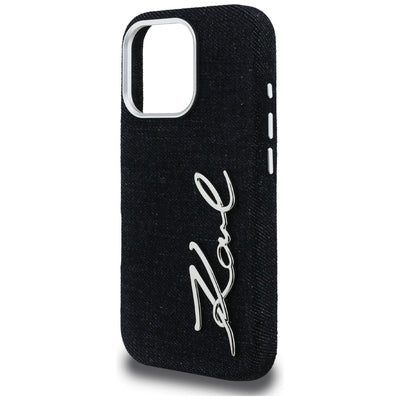 Karl Lagerfeld FW Jeans Signature Logo iPhone 16 Pro Max Case - Black