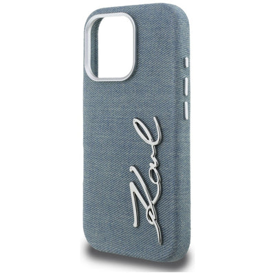 Karl Lagerfeld FW Jeans Signature Logo iPhone 16 Pro Max Case - Blue