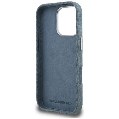 Karl Lagerfeld FW Jeans Signature Logo iPhone 16 Pro Max Case - Blue