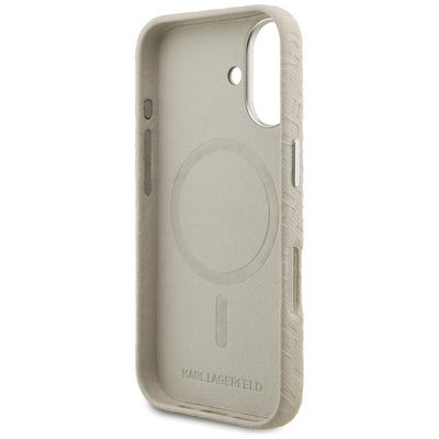 Karl Lagerfeld FW Stamped Karl MagSafe iPhone 16 Case - Beige