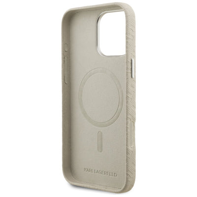 Karl Lagerfeld FW Stamped Karl MagSafe Case for iPhone 16 Pro - Beige
