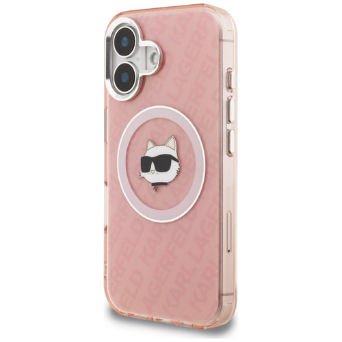 Karl Lagerfeld IML Choupette Head Logo MagSafe iPhone 16 Case - Pink