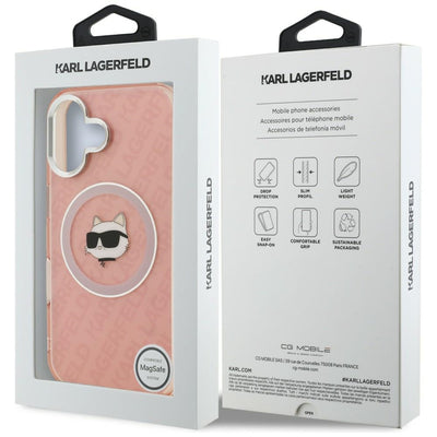 Karl Lagerfeld IML Choupette Head Logo MagSafe iPhone 16 Case - Pink