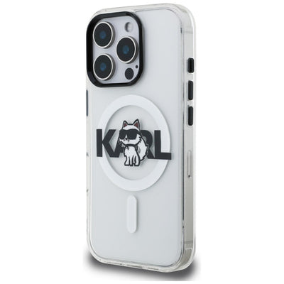 Karl Lagerfeld IML Choupette Sketch Logo MagSafe Case for iPhone 16 Pro - Clear