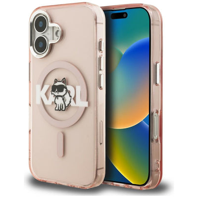 Karl Lagerfeld IML Choupette Sketch Logo MagSafe iPhone 16 Case - Pink