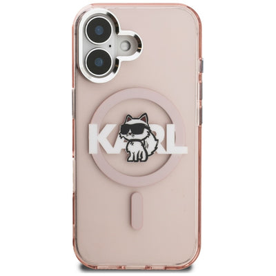 Karl Lagerfeld IML Choupette Sketch Logo MagSafe iPhone 16 Case - Pink