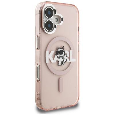 Karl Lagerfeld IML Choupette Sketch Logo MagSafe iPhone 16 Case - Pink