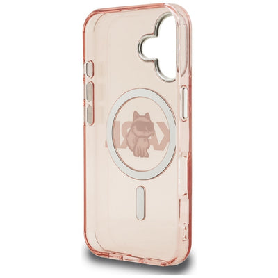 Karl Lagerfeld IML Choupette Sketch Logo MagSafe iPhone 16 Case - Pink