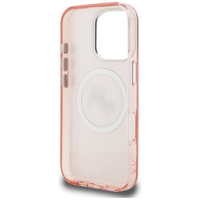 Karl Lagerfeld IML Glitter Karl & Choupette Heads Logo MagSafe Case for iPhone 16 Pro Max - Pink