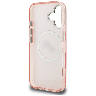 Karl Lagerfeld IML Glitter Karl & Choupette Heads Logo MagSafe iPhone 16 Case - Pink