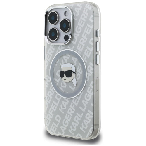 Karl Lagerfeld IML Karl Head Logo MagSafe Case for iPhone 16 Pro - Gray