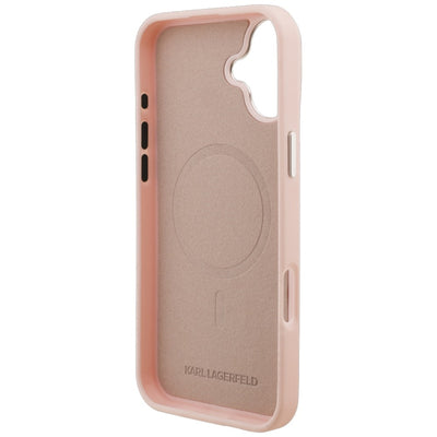 Karl Lagerfeld Initial & Metal Logo MagSafe Case for iPhone 16 Plus - Pink